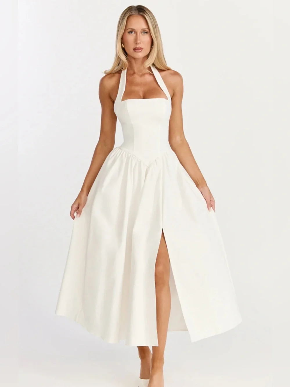Showpo. | Dresses | Nwt Showpo Helda Halter Tie Corset Midi Dress With  Front Slit Size 6 See Details | Poshmark